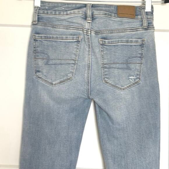 AE American Eagle Jeans Women's Size 00 Super Stretch Jegging Distressed Denim - Picture 4 of 9